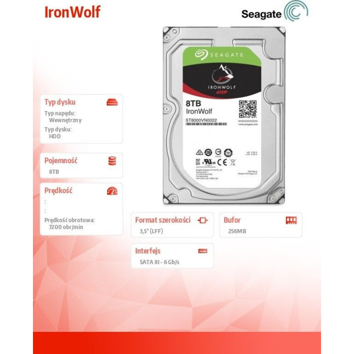 Seagate IronWolf ST8000VN004 8TB SATA