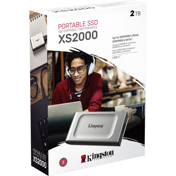 Dysk zewnętrzny SSD Kingston XS2000 (2TB; USB 3.2; srebrny; SXS2000/2000G)