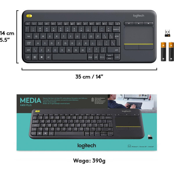 Klawiatura Logitech K400 Plus Czarna (920-007145)