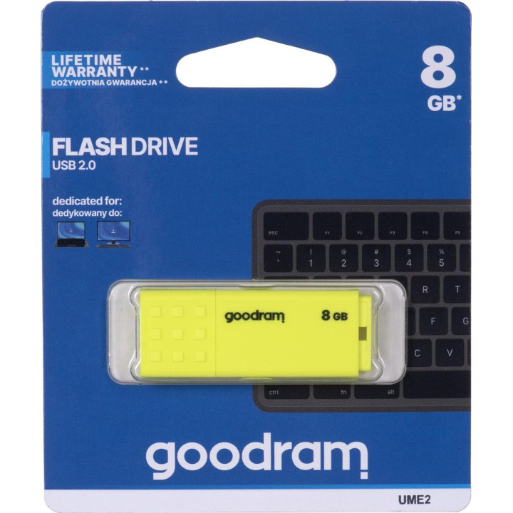 Pendrive GoodRam UME2 UME2-0080Y0R11 (8GB; USB 2.0; kolor żółty)