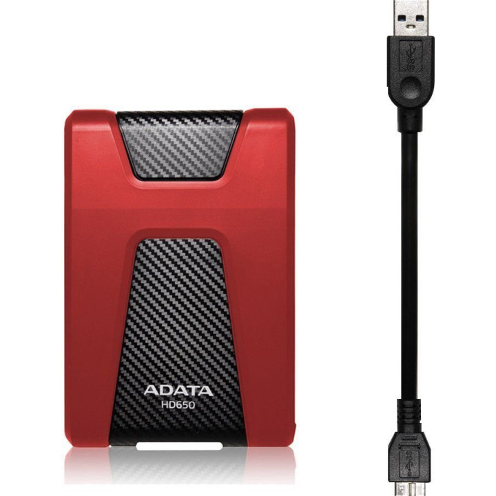 Dysk zewnętrzny HDD ADATA HD650 AHD650-2TU31-CRD (2 TB; 2.5 ; USB 3.1; kolor czerwony)