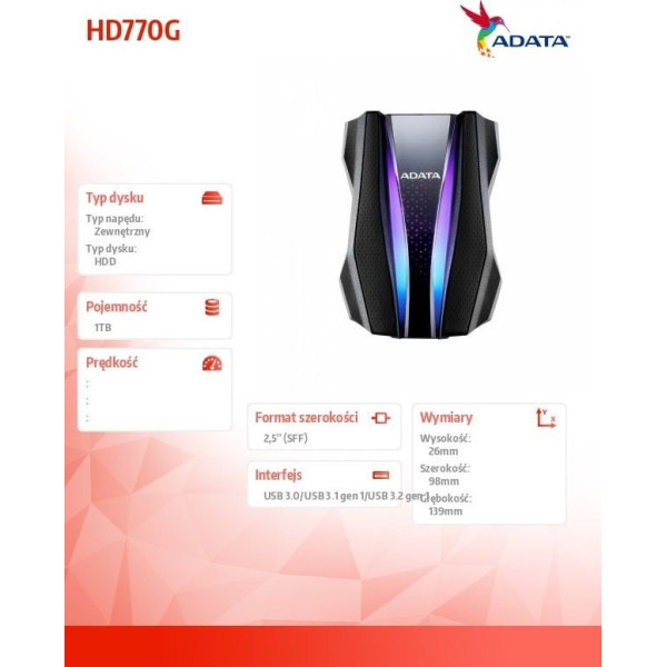 ADATA HD770G 1TB (Czarny)