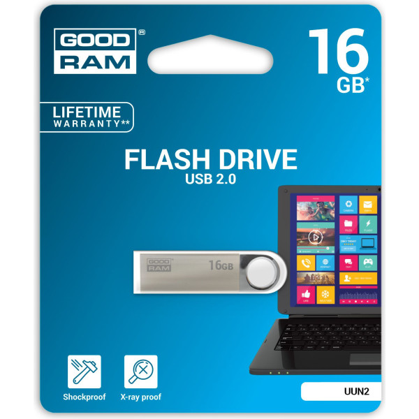 Pendrive GoodRam UUN2 UUN2-0160S0R11 (16GB; USB 2.0; kolor srebrny)