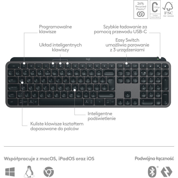 Logitech MX Keys S Grafitowy