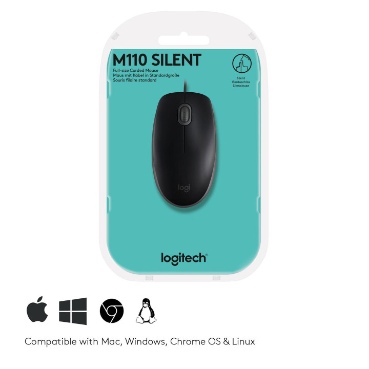 Mysz przewodowa Logitech B110 Silent czarna 910-005508