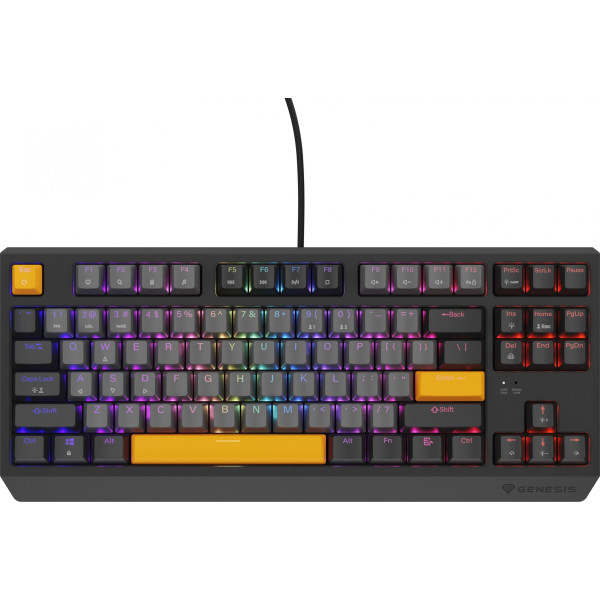 KLAWIATURA DLA GRACZY GENESIS THOR 230 TKL ANCHOR GRAY NEGATIVE US RGB MECHANICZNA OUTEMU RED