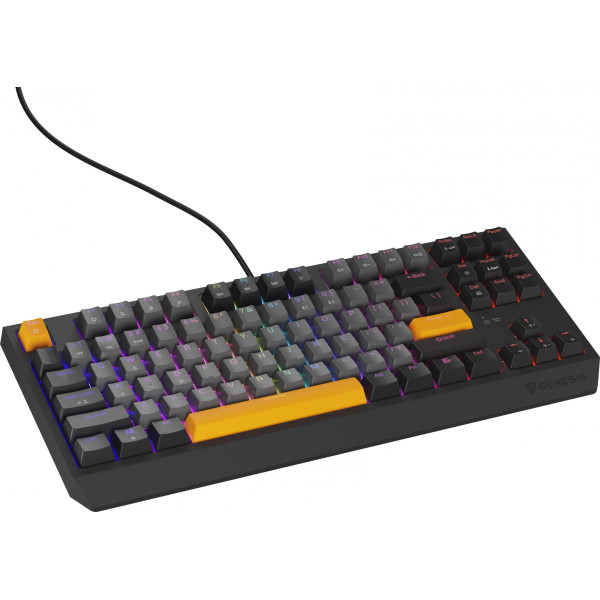 KLAWIATURA DLA GRACZY GENESIS THOR 230 TKL ANCHOR GRAY NEGATIVE US RGB MECHANICZNA OUTEMU RED
