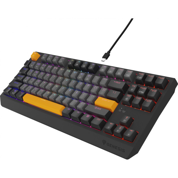 KLAWIATURA DLA GRACZY GENESIS THOR 230 TKL ANCHOR GRAY NEGATIVE US RGB MECHANICZNA OUTEMU RED