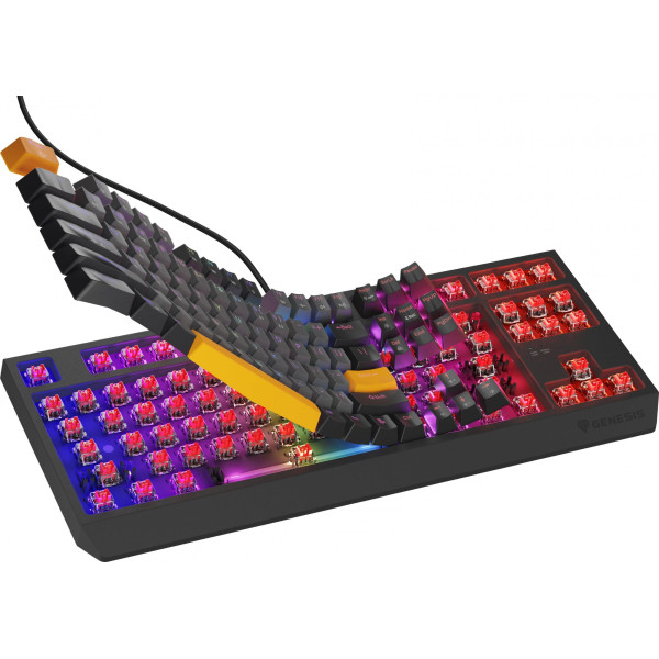 KLAWIATURA DLA GRACZY GENESIS THOR 230 TKL ANCHOR GRAY NEGATIVE US RGB MECHANICZNA OUTEMU RED