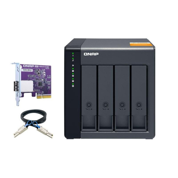 Qnap TL-D400S 4-bay tower expansion unit (with QXP-400eS-A1164 PCI host card and 1 SFF-8088 to SFF-8088 external cables)