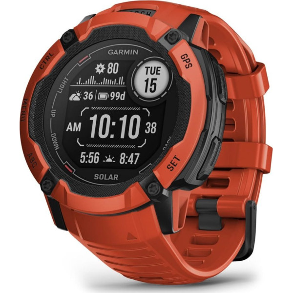 Garmin Instinct 2X Solar z czujnikiem tętna HRV Elevate (ognistoczerwony / ognistoczerwonyy pasek)