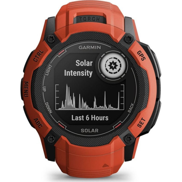 Garmin Instinct 2X Solar z czujnikiem tętna HRV Elevate (ognistoczerwony / ognistoczerwonyy pasek)
