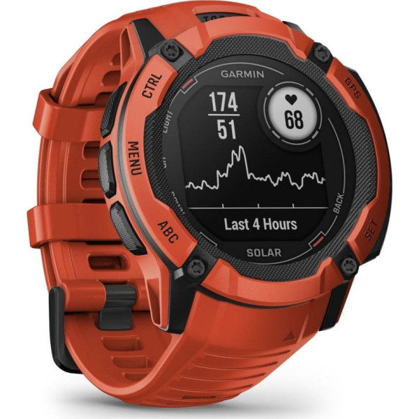 Garmin Instinct 2X Solar z czujnikiem tętna HRV Elevate (ognistoczerwony / ognistoczerwonyy pasek)