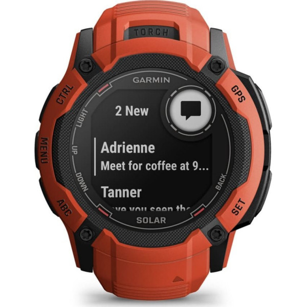 Garmin Instinct 2X Solar z czujnikiem tętna HRV Elevate (ognistoczerwony / ognistoczerwonyy pasek)