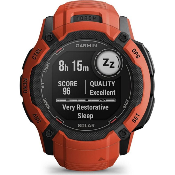 Garmin Instinct 2X Solar z czujnikiem tętna HRV Elevate (ognistoczerwony / ognistoczerwonyy pasek)