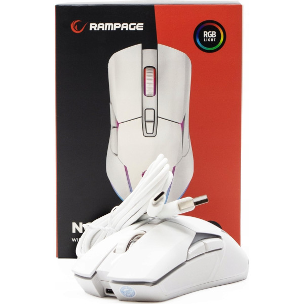 Rampage Mysz bezprzewodowa NOVA M4 gamingowa RGB USB Sensor optyczny biała