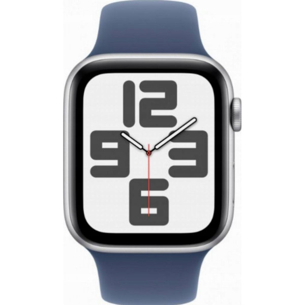 Apple Watch SE GPS 44mm Silver Aluminium Case with Denim Sport Band - S/M
