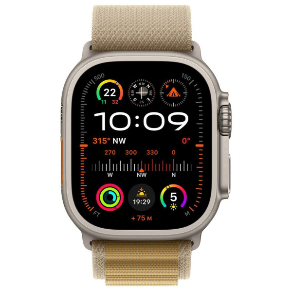Apple Watch Ultra 2 GPS + Cellular 49mm Natural Titanium Case with Tan Alpine Loop - Medium