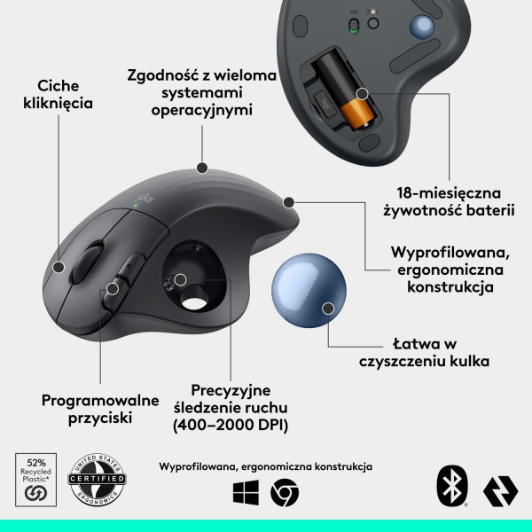 Logitech M575S Grafitowy