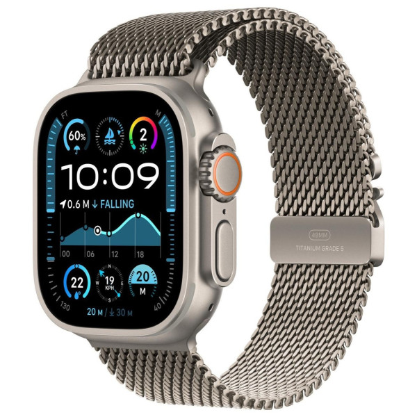 Apple Watch Ultra 2 GPS + Cellular 49mm Natural Titanium Case | Natural Titanium Milanese Loop - M