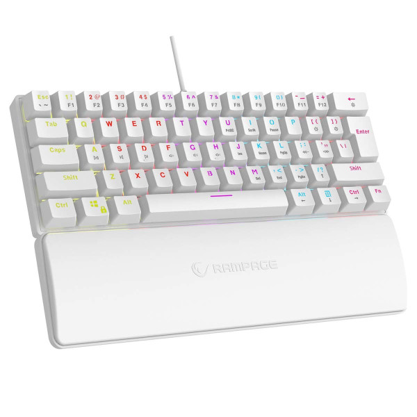 Rampage Klawiatura Mechaniczna PLOWER K60 WHITE Blue Switch biała