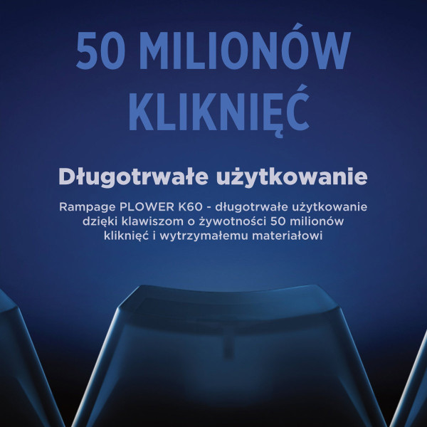 Rampage Klawiatura Mechaniczna PLOWER K60 WHITE Blue Switch biała