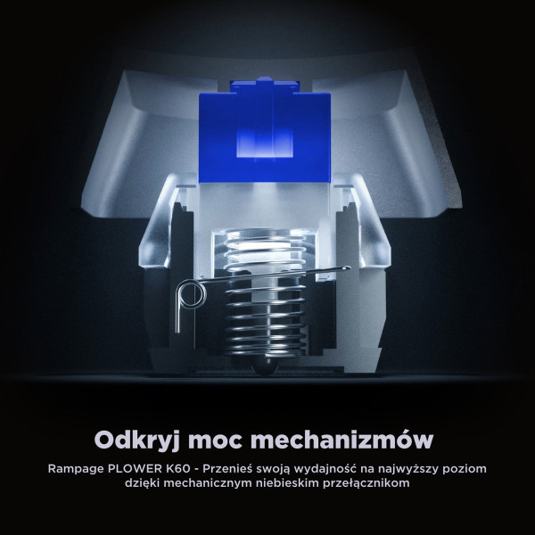 Rampage Klawiatura Mechaniczna PLOWER K60 WHITE Blue Switch biała