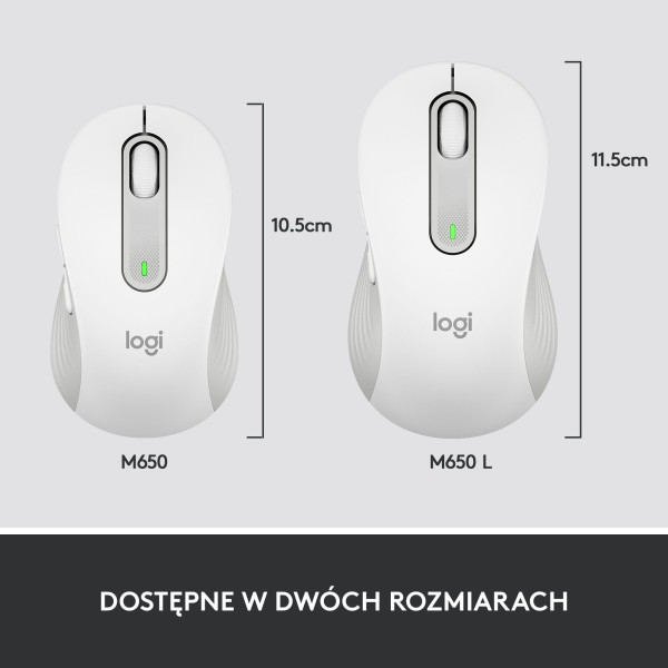 Mysz bezprzewodowa Logitech Signature M650 L biała 910-006238