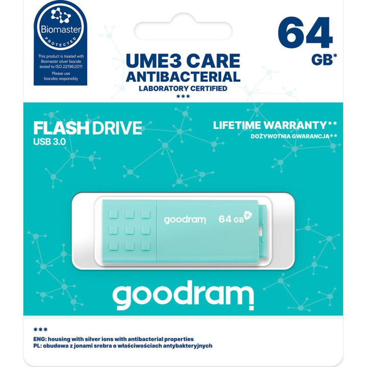 GOODRAM 64GB UME 3 Care błękitny [USB 3.0]