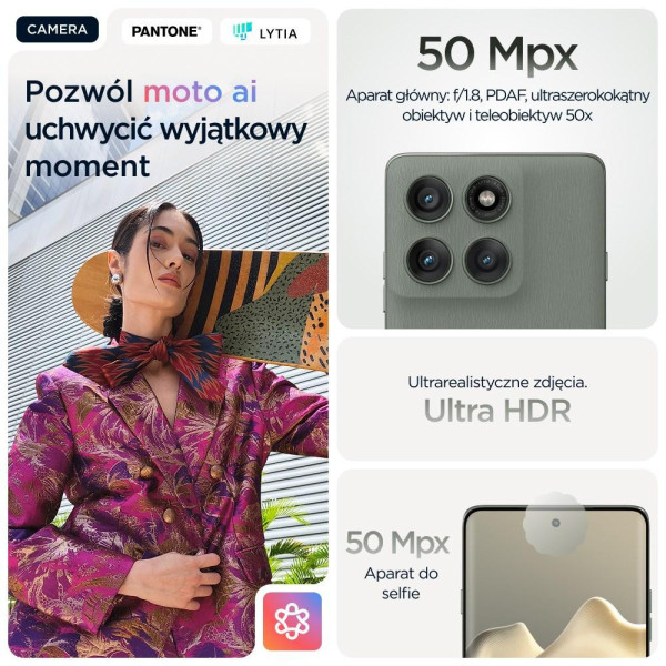 Smartfon Motorola edge 60 Pro PB7X0009PL Dimensity 8350 6,7" 120Hz 12GB 512GB 5G And15 szarozielony