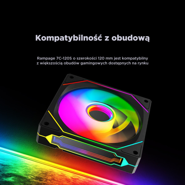 Rampage Wentylator do obudowy 120MM 1800RPM Infinite loop ARGB czarny PWM