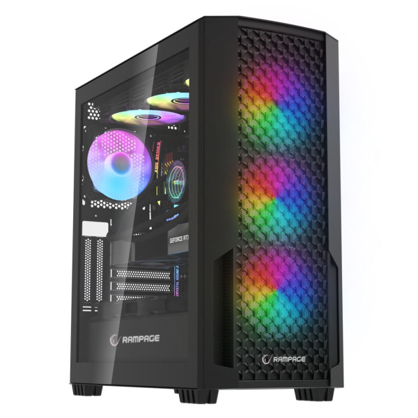 Rampage Shelob Obudowa PC Mid-T 4x wentylator ARGB czarna