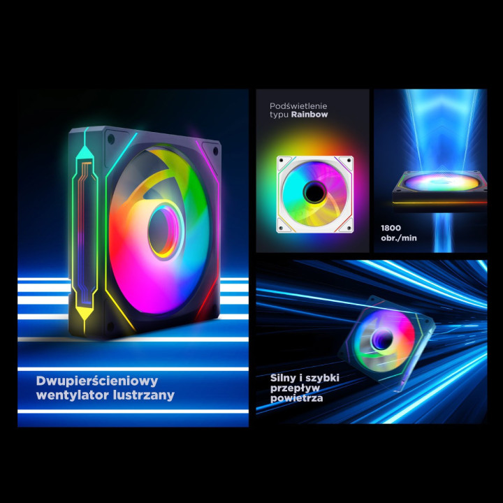Rampage Wentylator do obudowy 120MM 1800RPM Infinite loop ARGB czarny PWM