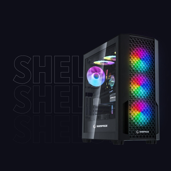 Rampage Shelob Obudowa PC Mid-T 4x wentylator ARGB czarna