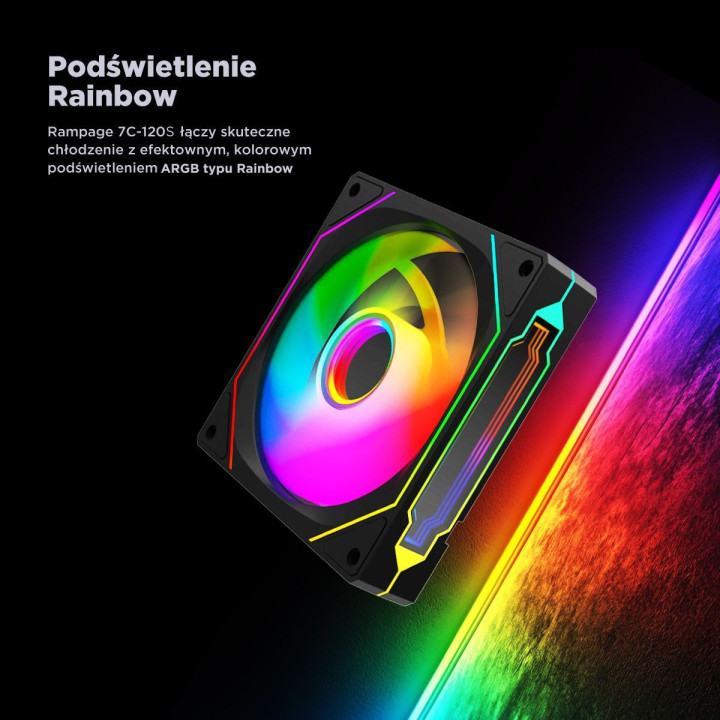 Rampage Wentylator do obudowy 120MM 1800RPM Infinite loop ARGB czarny PWM