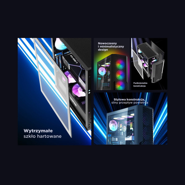 Rampage Shelob Obudowa PC Mid-T 4x wentylator ARGB czarna