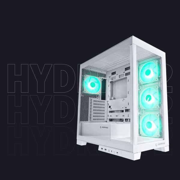 Rampage Hydra V2 Obudowa PC akwarium 4x wentylator ARGB biała