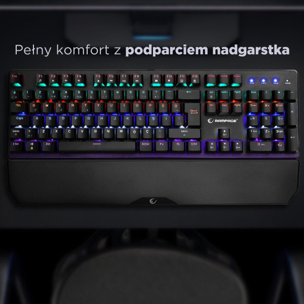 Rampage klawiatura mechaniczna KB-R86 UMBRA Blue Switch Czarna