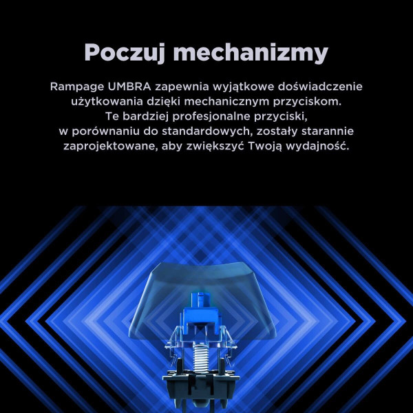 Rampage klawiatura mechaniczna KB-R86 UMBRA Blue Switch Czarna
