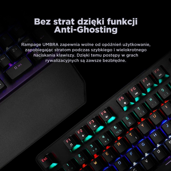 Rampage klawiatura mechaniczna KB-R86 UMBRA Blue Switch Czarna