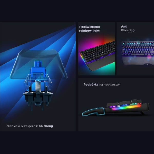 Rampage klawiatura mechaniczna KB-R86 UMBRA Blue Switch Czarna