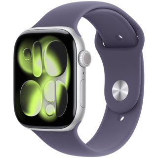 Apple Watch Series 11 GPS + Cellular 42mm Silver Aluminium Case | Purple Fog Sport Band - M/L
