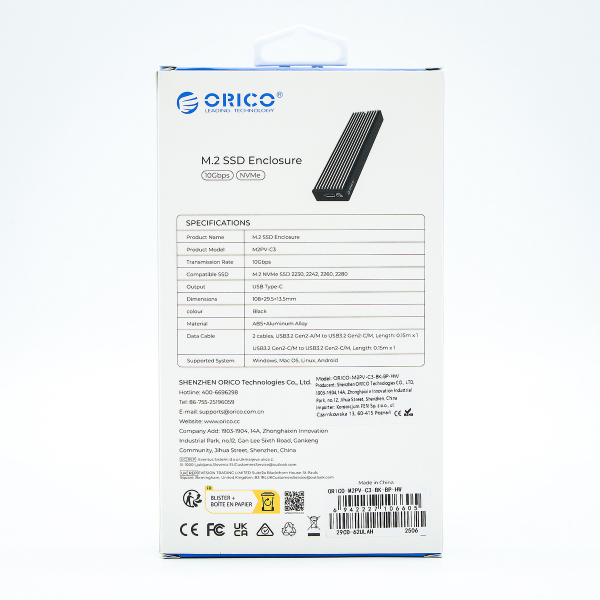 Orico Obudowa na dysk M.2 NVMe SSD 10Gbps USB-C