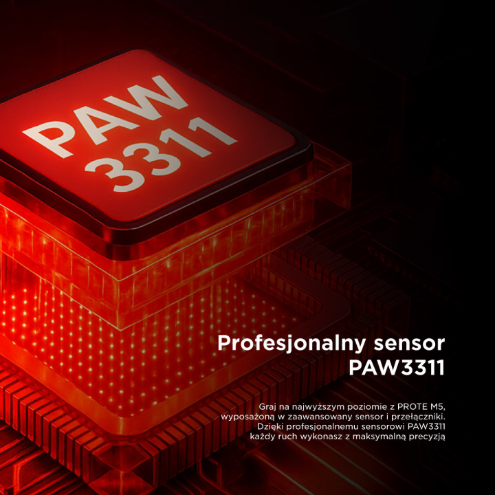 Rampage Prote M5 mysz bezprzewodowa 24000 DPI RGB LED 1K Hz czarna