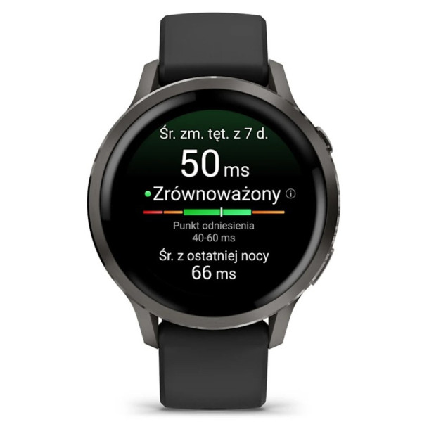 Garmin Venu 4 41mm Slate z silikonowym paskiem w kolorze Black