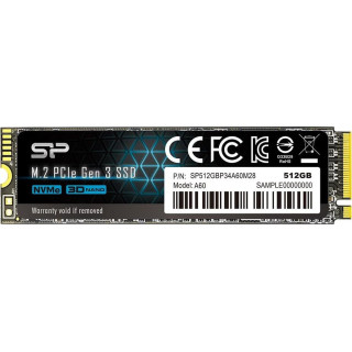 Dysk SSD Silicon Power A60 512GB M.2 PCIe NVMe Gen3x4 TLC 2200/1600 MB/s (SP512GBP34A60M28)