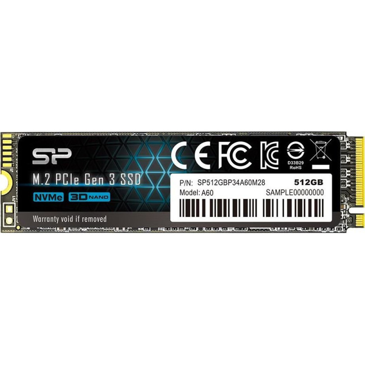 Dysk SSD Silicon Power A60 512GB M.2 PCIe NVMe Gen3x4 TLC 2200/1600 MB/s (SP512GBP34A60M28)