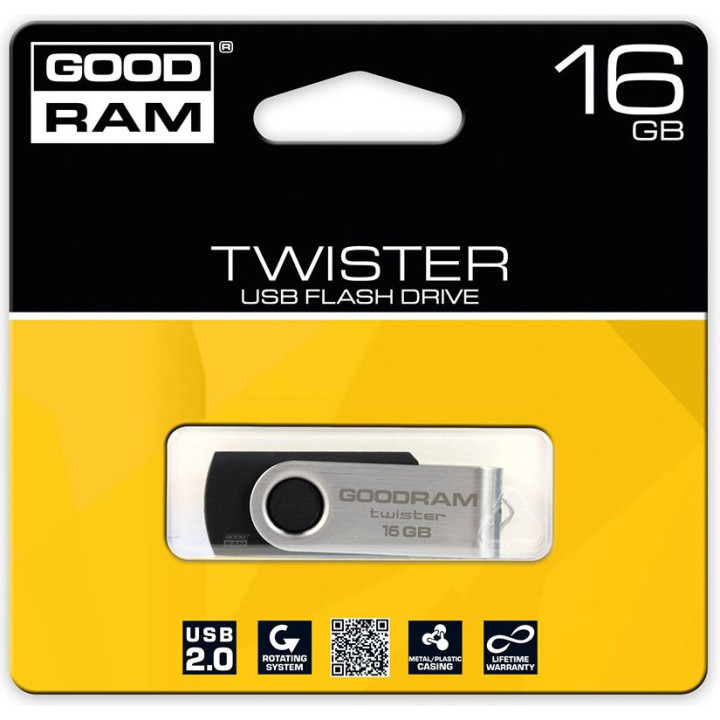 Pendrive GoodRam Twister UTS2-0160K0R11 (16GB; USB 2.0; kolor czarny)