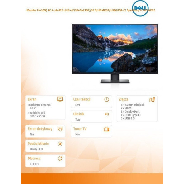Monitor Dell U4323QE - 42.5'' | 4K | IPS