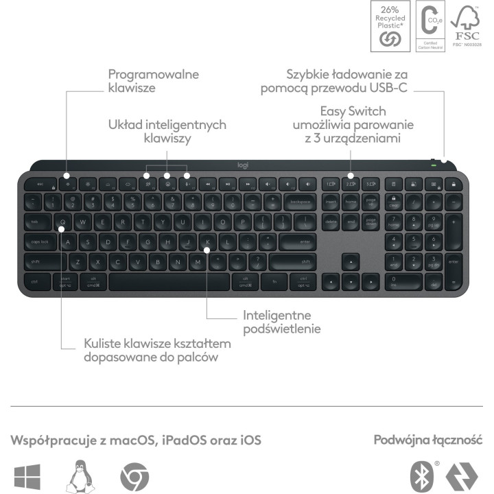 Logitech MX Keys S Plus Grafitowy